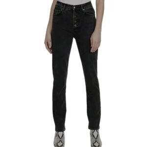 Reformation Womens Liza High Straight Button Fly Jeans Yuma Washed Black size 26